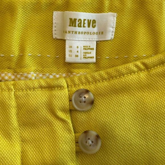 Maeve Anthropologie High Rise Cigarette Crop Ankle Pant Boho Bright Yellow Sz 4 - Picture 5 of 12